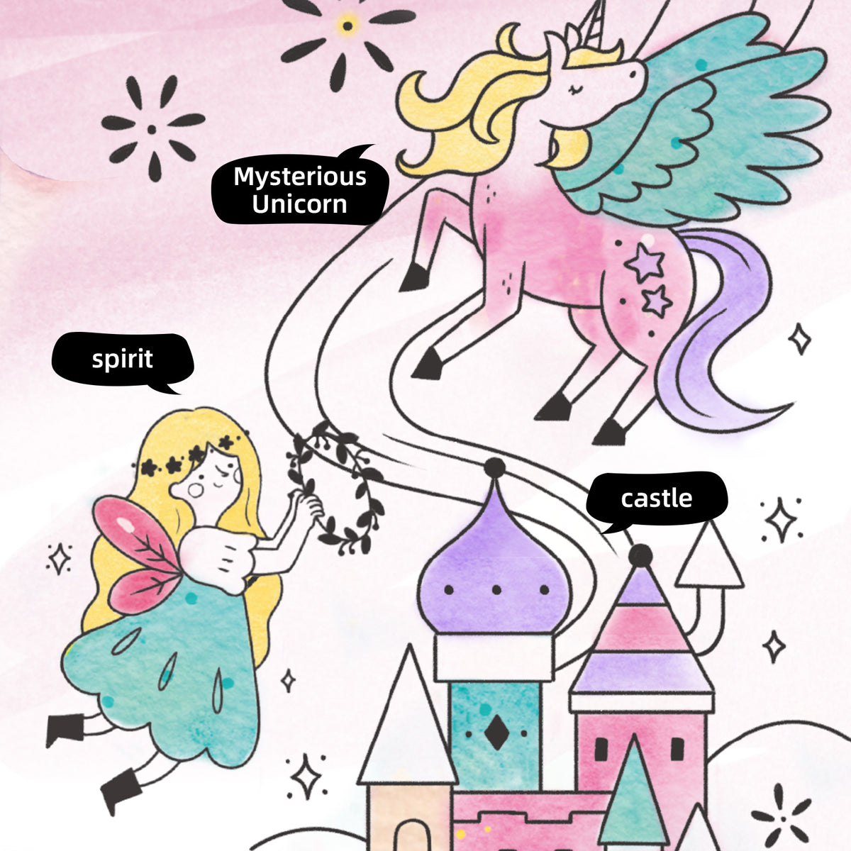 Pintura De Acuarela: Leyenda Del Unicornio
