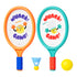 Kids 2-in-1 entry-level racket set with tennis and badminton accessories for interactive play, featuring non-slip grip and durable elastic fabric.