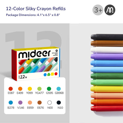 refillable silky crayons - Refills Pack 12 Colors
