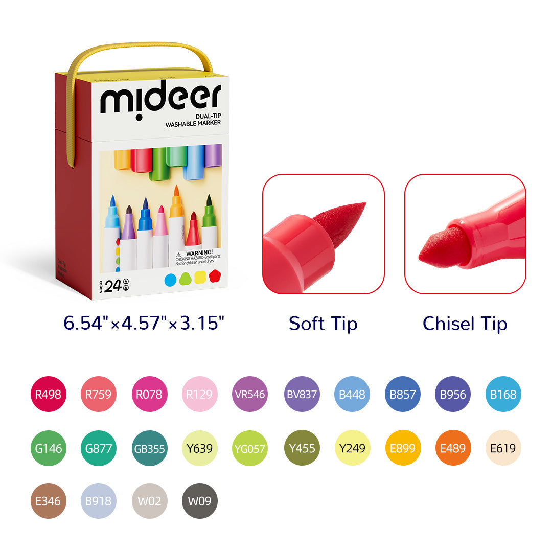 Dual-Tip Washable Marker 24 Colors