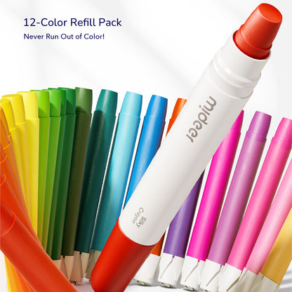 refillable silky crayons - Refills Pack 12 Colors
