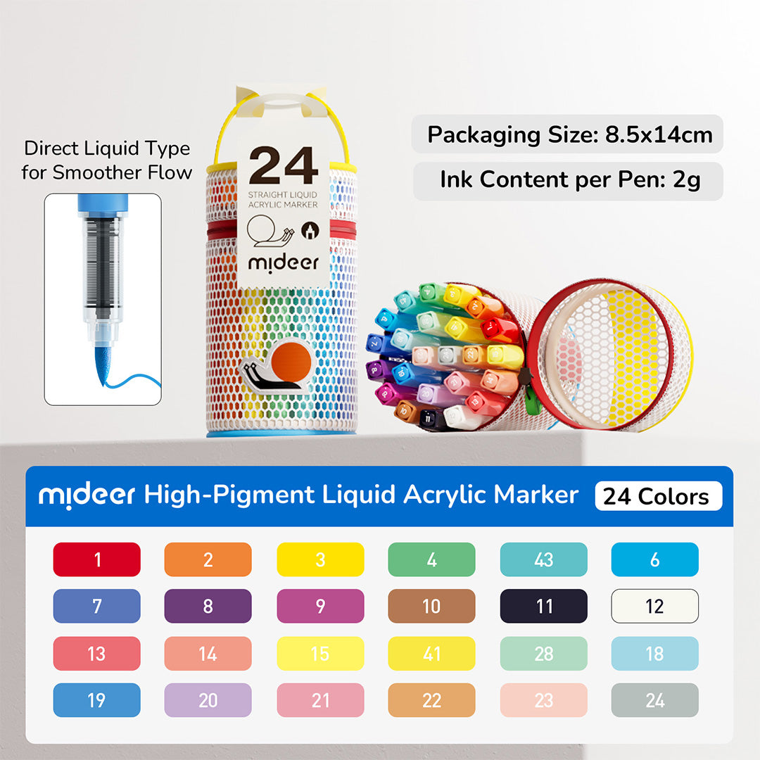 Straight Liquid Acrylic Marker - 36 Colors