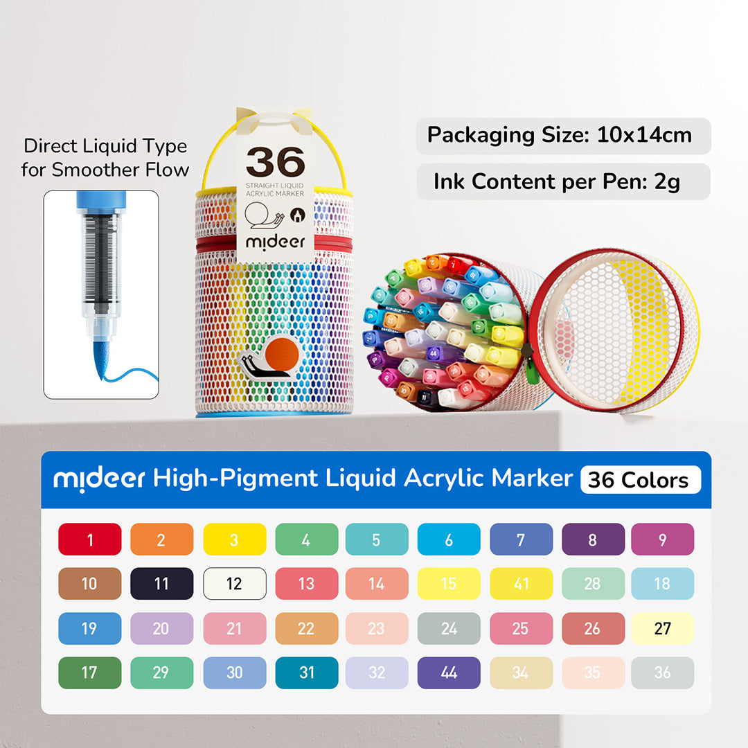 Straight Liquid Acrylic Marker - 36 Colors