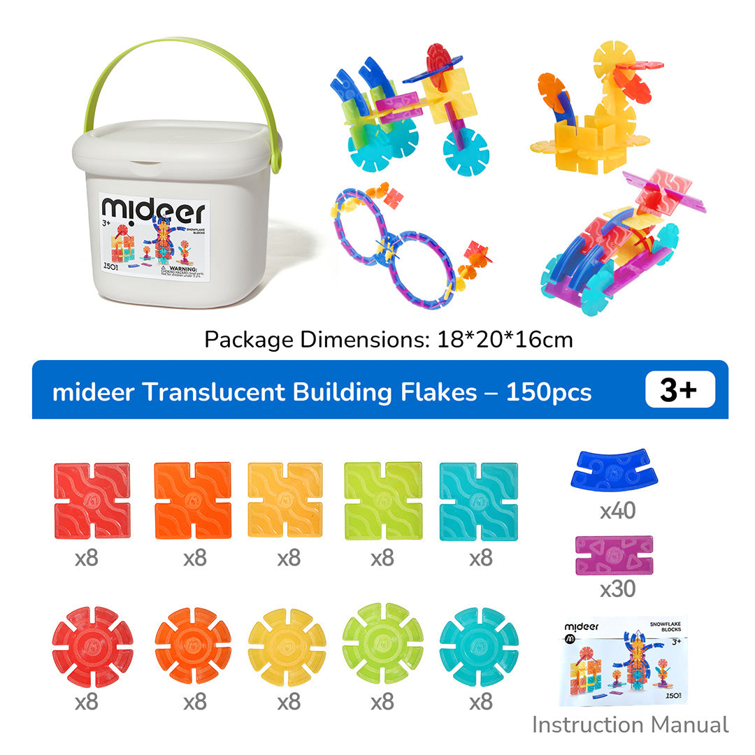 Translucent Color Snowflake Blocks-150pcs