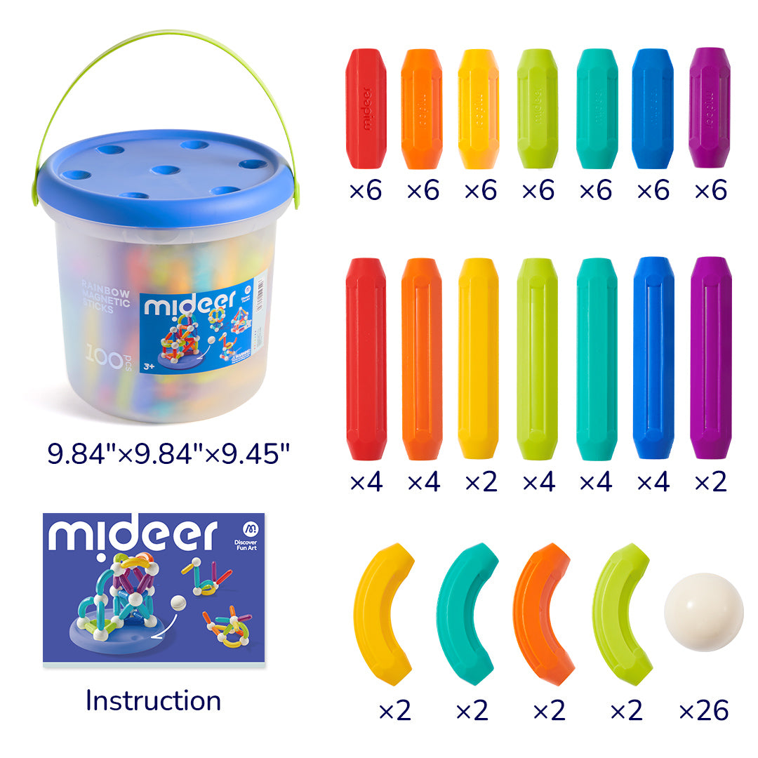 Rainbow Magnetic Building Stick 100P