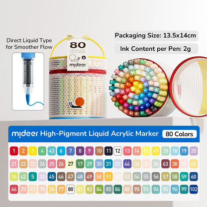 Straight Liquid Acrylic Marker - 36 Colors