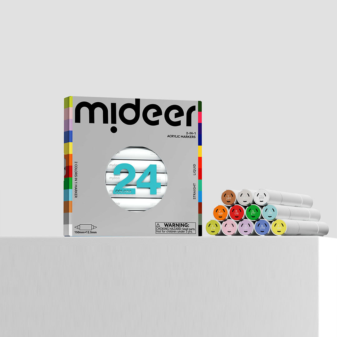 2-in-1 Dual Tip Two-Color Acrylic Markers – 24 Colors