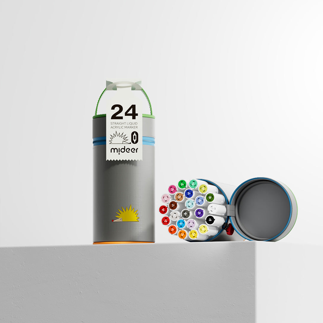 Dual-tip Straight Liquid Acrylic Marker - 24 Colors