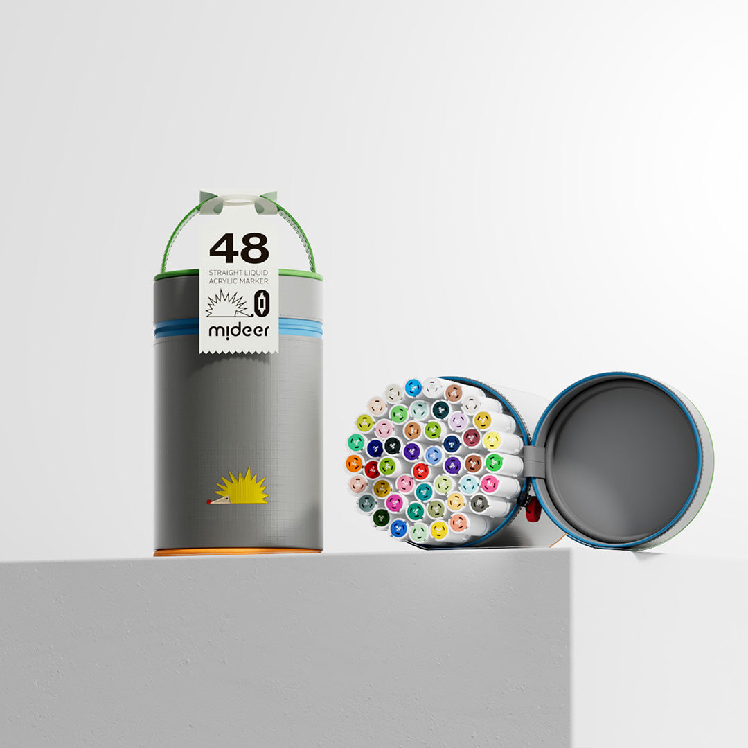 Dual-tip Straight Liquid Acrylic Marker -  48 Colors