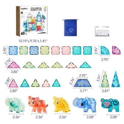 Colorful Magnetic Tiles: Wonderful Forest 40P