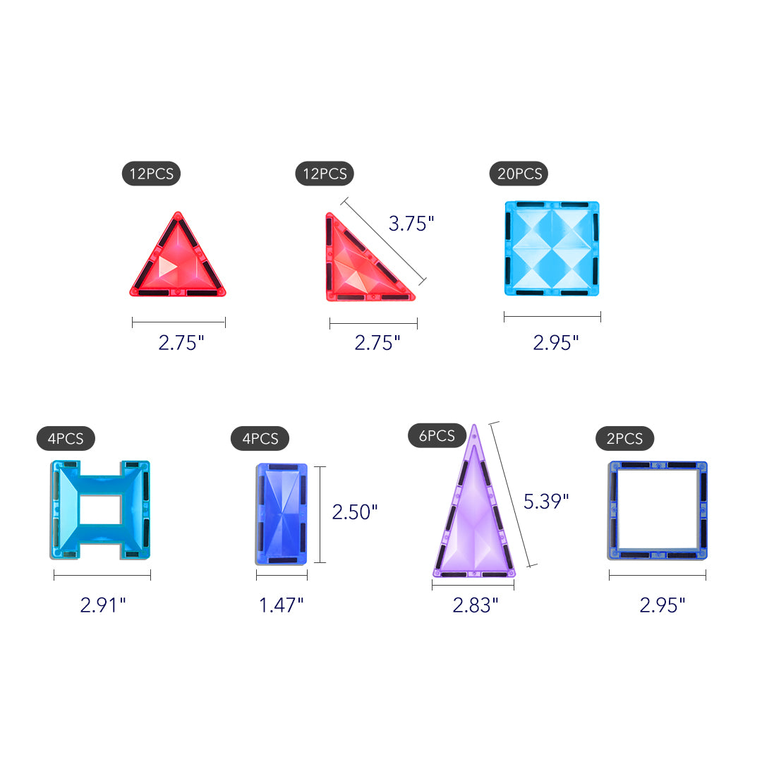 Colorful Magnetic Tiles 60P