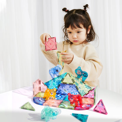 Colorful Magnetic Tiles: Wonderful Forest 40P